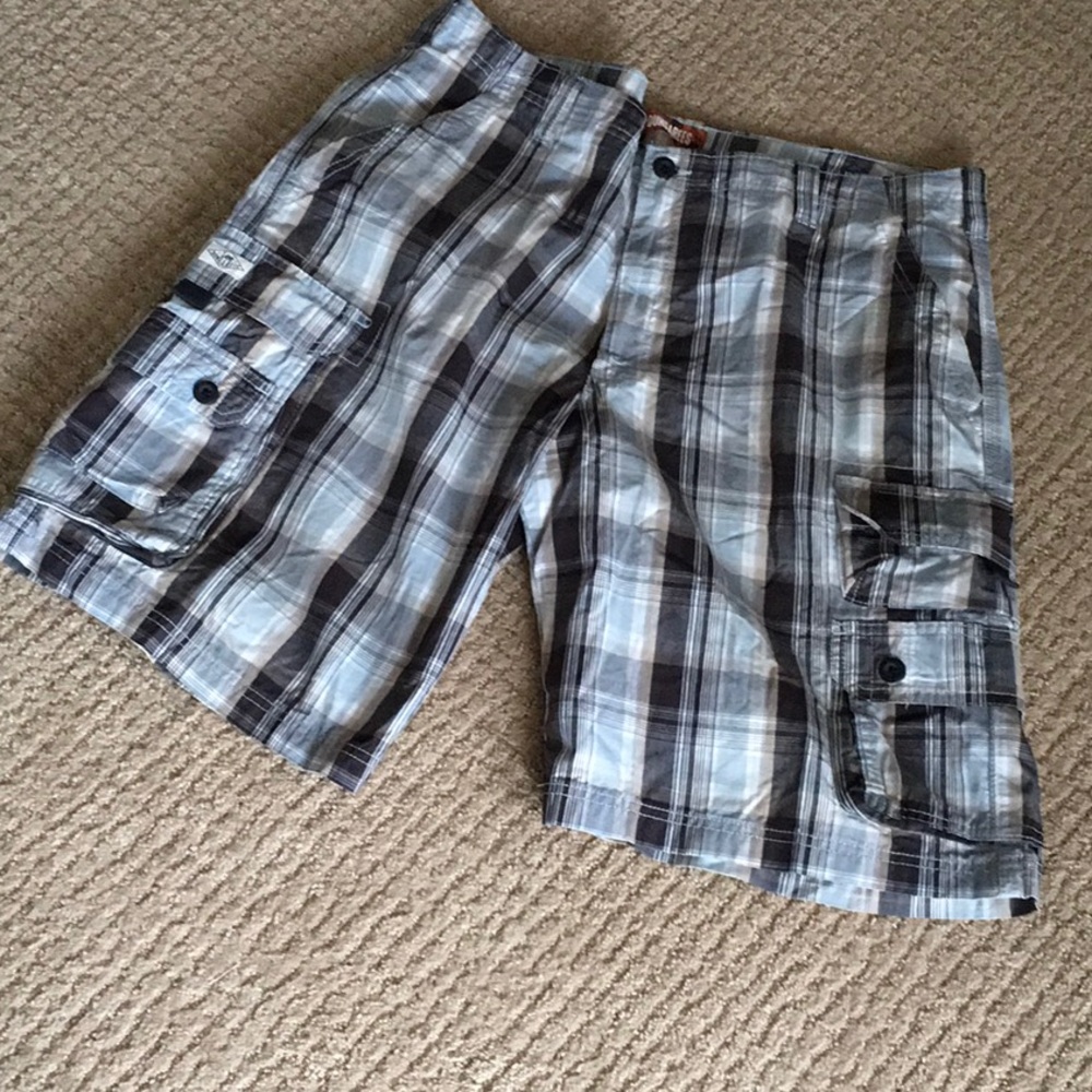 Plaid Long Cargo shorts